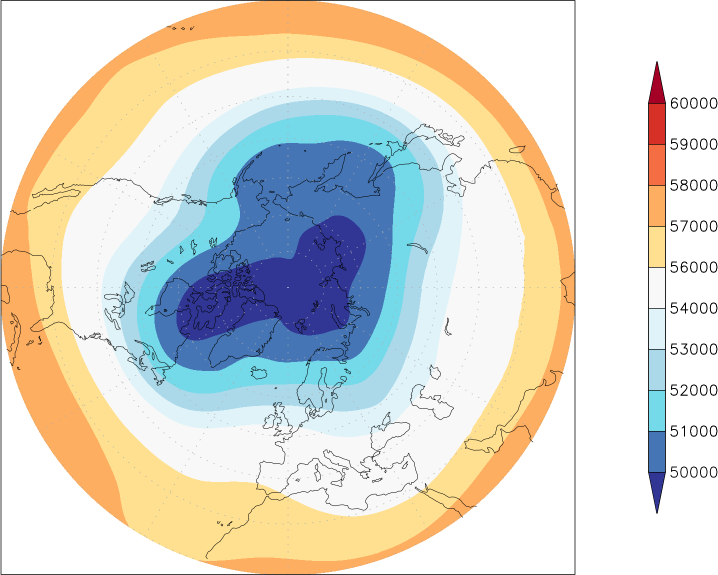 500mb height (northern hemisphere) winter (December-February)  observed values