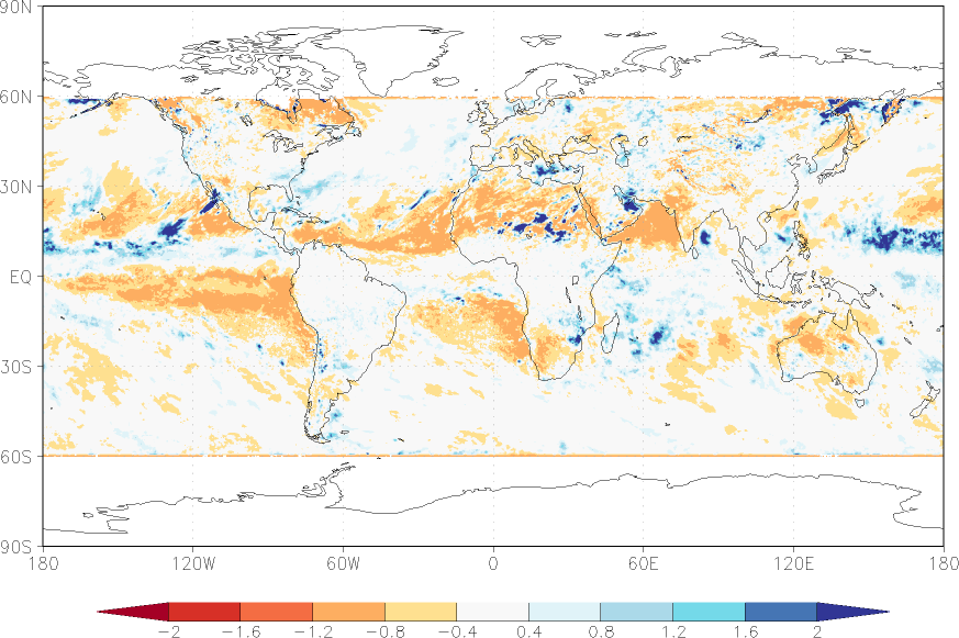 precipitation (satellite) anomaly spring (March-May)  relative anomalies  (-1: dry, 0: normal, 2: three times normal)