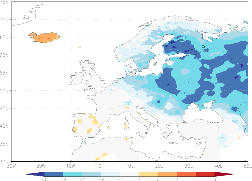minimum temperature anomaly winter (December-February)  w.r.t. 1981-2010