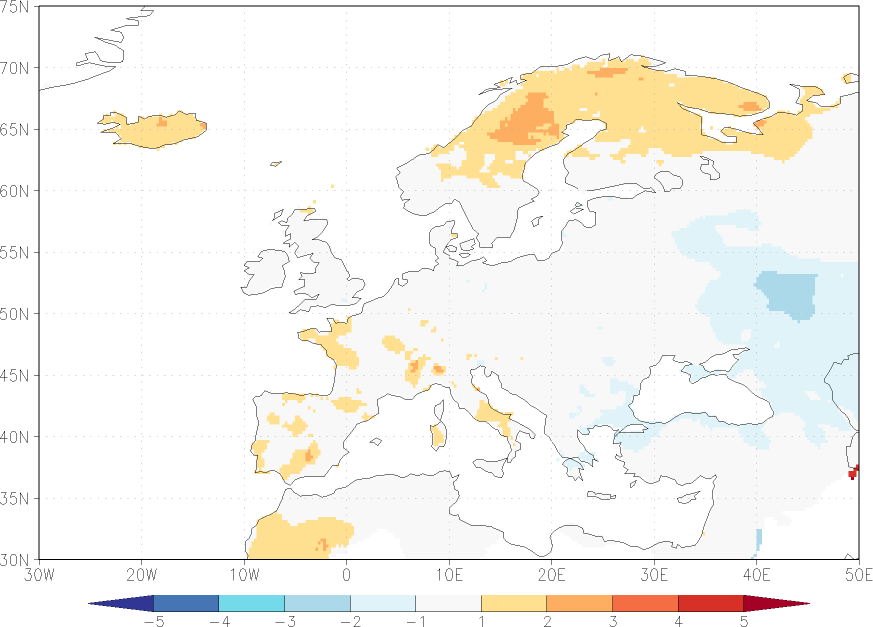 minimum temperature anomaly spring (March-May)  w.r.t. 1981-2010