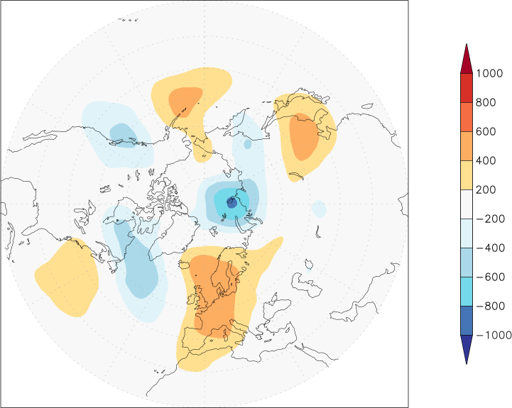 500mb height (northern hemisphere) anomaly spring (March-May)  w.r.t. 1981-2010