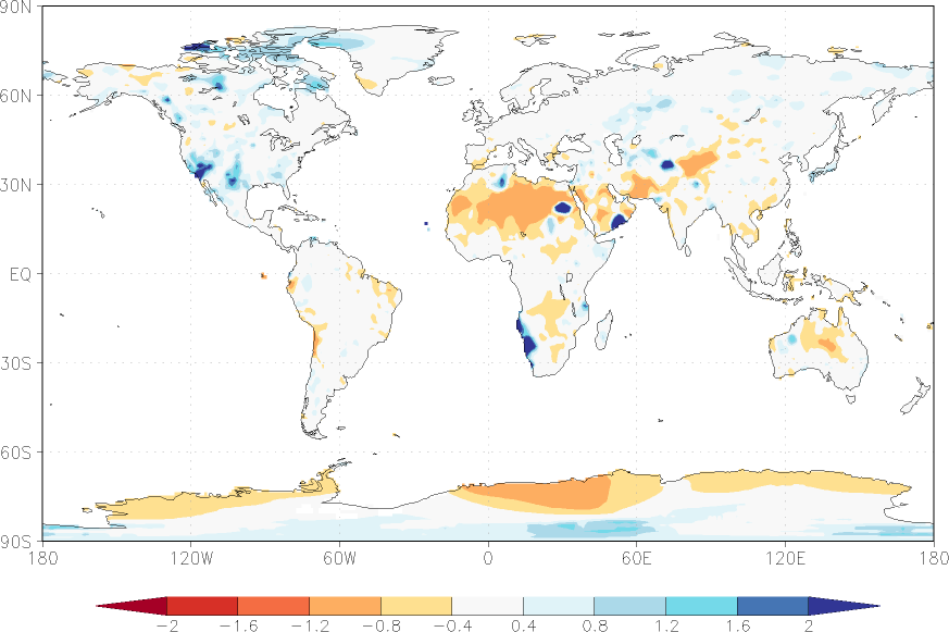 precipitation (rain gauges) anomaly autumn (September-November)  relative anomalies  (-1: dry, 0: normal, 2: three times normal)
