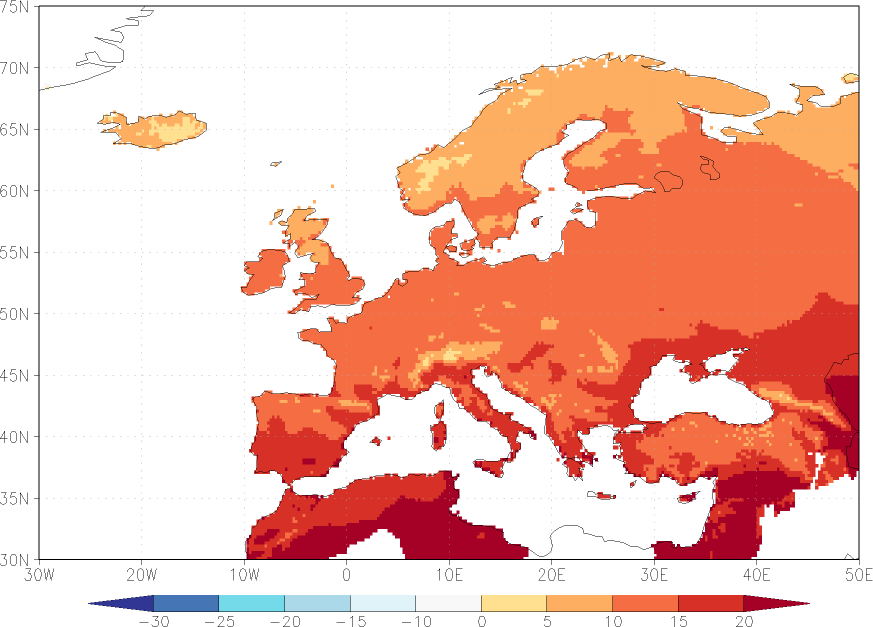 minimum temperature summer (June-August)  observed values