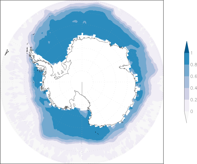 sea ice concentration (Antarctic) autumn (September-November)  observed values
