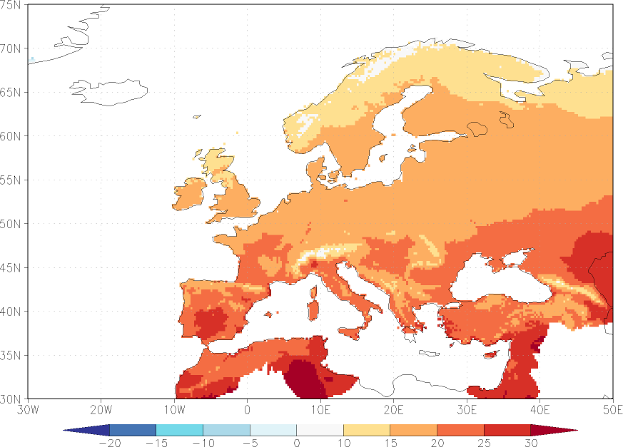 daily mean temperature summer (June-August)  observed values