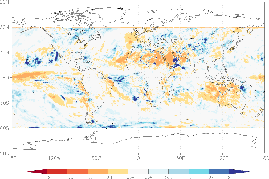 precipitation (satellite) anomaly autumn (September-November)  relative anomalies  (-1: dry, 0: normal, 2: three times normal)