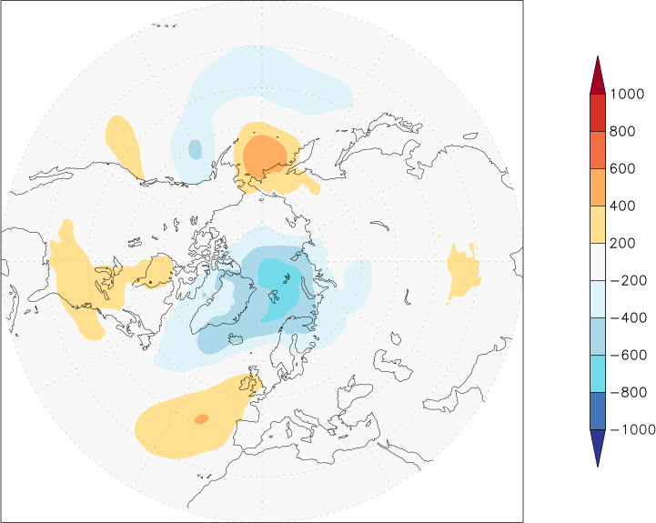 sea-level pressure (northern hemisphere) anomaly spring (March-May)  w.r.t. 1981-2010