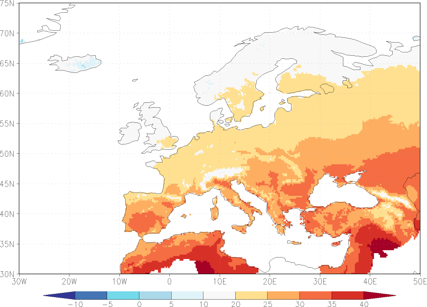 maximum temperature summer (June-August)  observed values