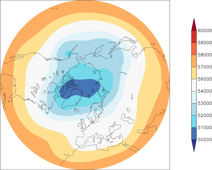 500mb height (northern hemisphere) spring (March-May)  observed values