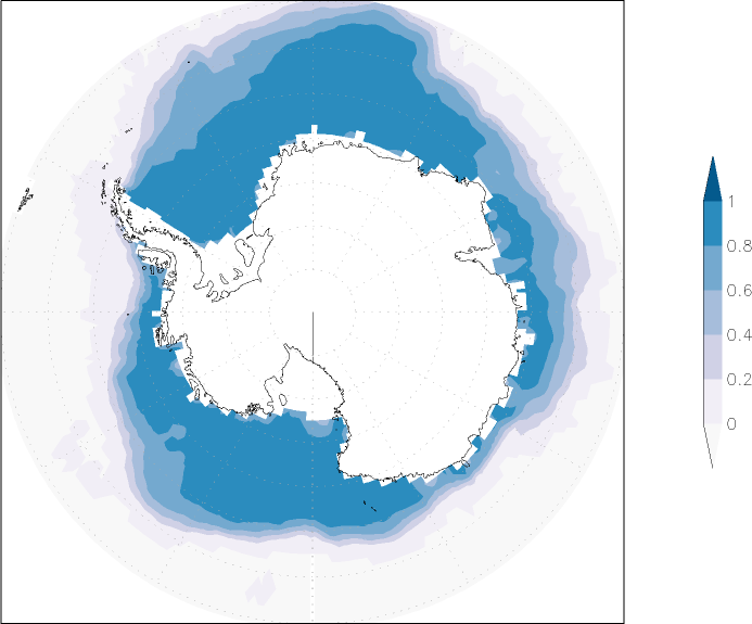 sea ice concentration (Antarctic) autumn (September-November)  observed values