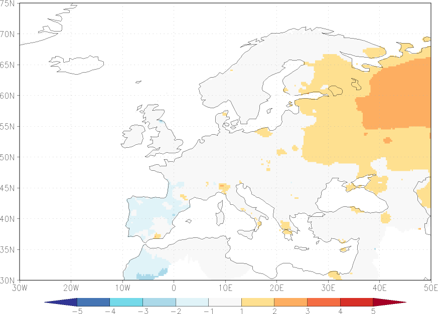 daily mean temperature anomaly autumn (September-November)  w.r.t. 1981-2010