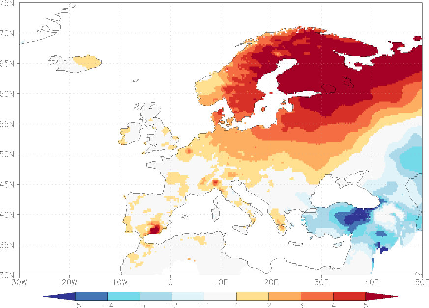 minimum temperature anomaly winter (December-February)  w.r.t. 1981-2010