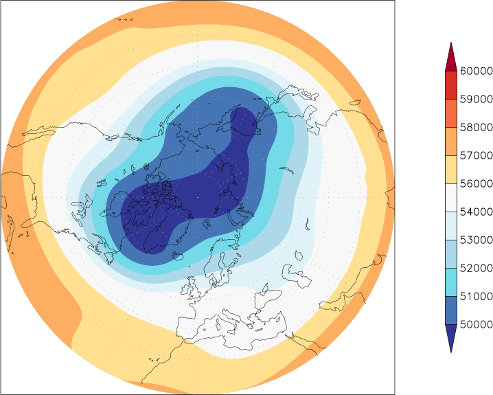 500mb height (northern hemisphere) winter (December-February)  observed values