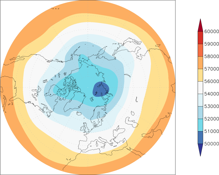 500mb height (northern hemisphere) spring (March-May)  observed values