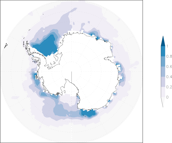 sea ice concentration (Antarctic) winter (December-February)  observed values
