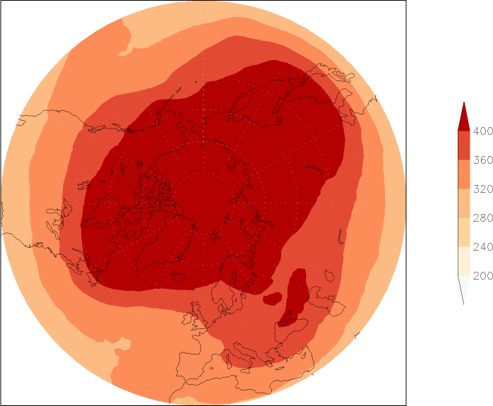 ozone (northern hemisphere) spring (March-May)  observed values