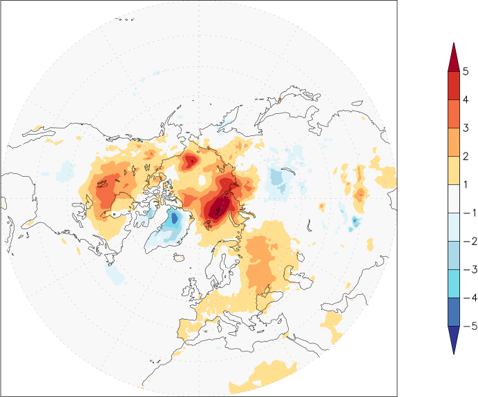 temperature (2m height, northern hemisphere) anomaly autumn (September-November)  w.r.t. 1981-2010