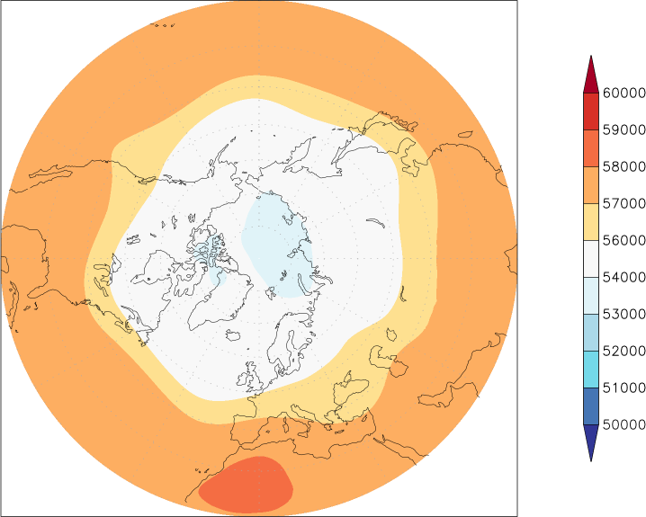 500mb height (northern hemisphere) summer (June-August)  observed values