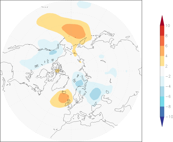 sea-level pressure (northern hemisphere) anomaly spring (March-May)  w.r.t. 1981-2010