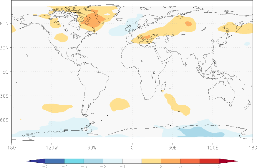 temperature of the lower troposphere anomaly summer (June-August)  w.r.t. 1981-2010
