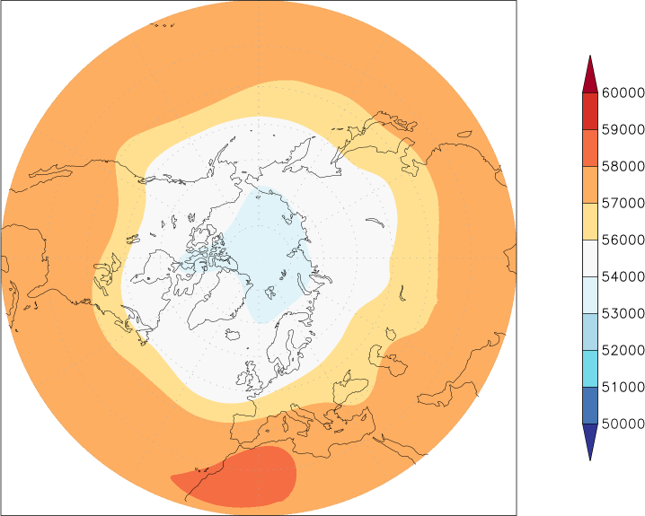 500mb height (northern hemisphere) summer (June-August)  observed values