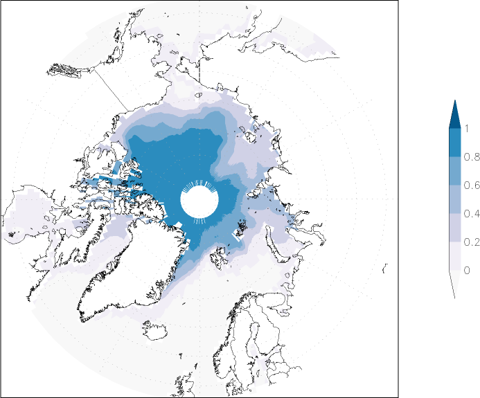 sea ice concentration (Arctic) autumn (September-November)  observed values