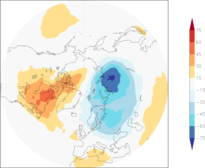 ozone (northern hemisphere) anomaly spring (March-May)  w.r.t. 1981-2010