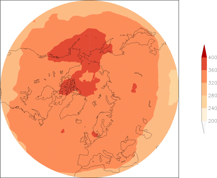ozone (northern hemisphere) summer (June-August)  observed values