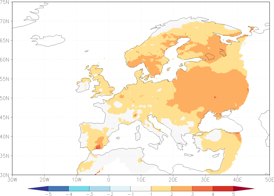 daily mean temperature anomaly spring (March-May)  w.r.t. 1981-2010