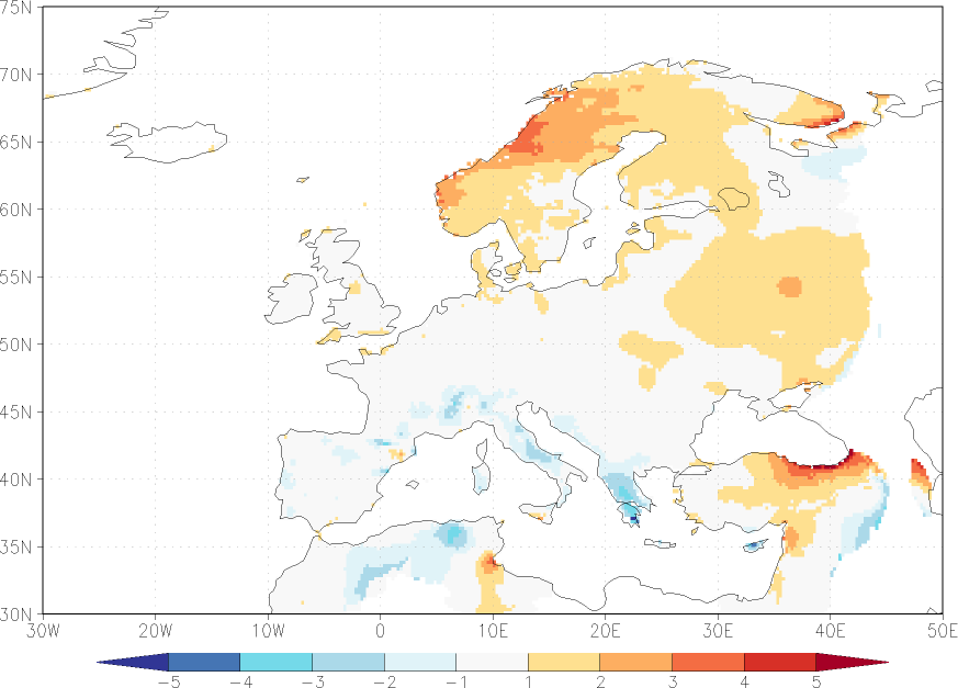 maximum temperature anomaly summer (June-August)  w.r.t. 1981-2010