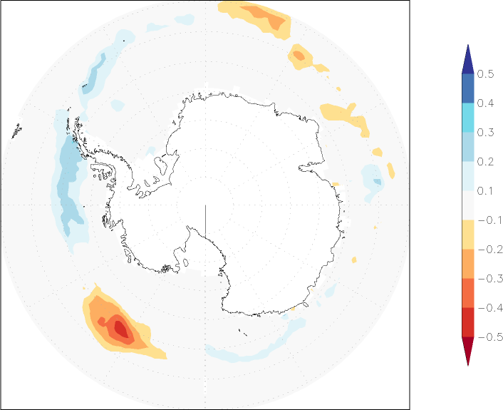 sea ice concentration (Antarctic) anomaly autumn (September-November)  w.r.t. 1981-2010