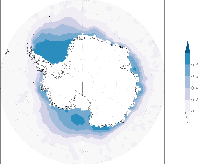 sea ice concentration (Antarctic) spring (March-May)  observed values