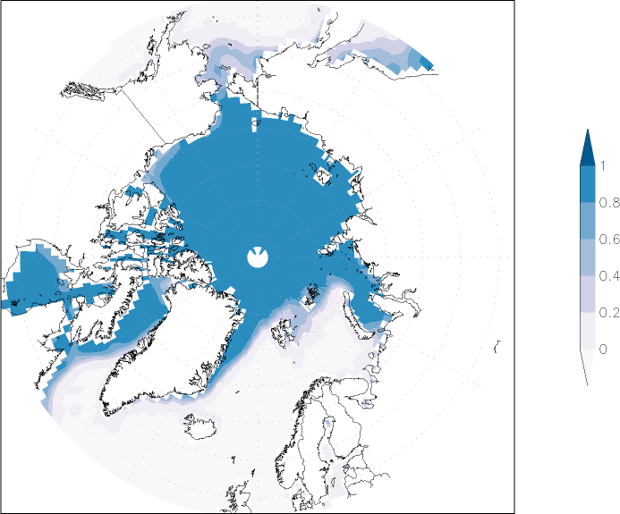 sea ice concentration (Arctic) spring (March-May)  observed values