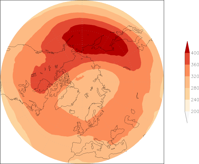 ozone (northern hemisphere) winter (December-February)  observed values