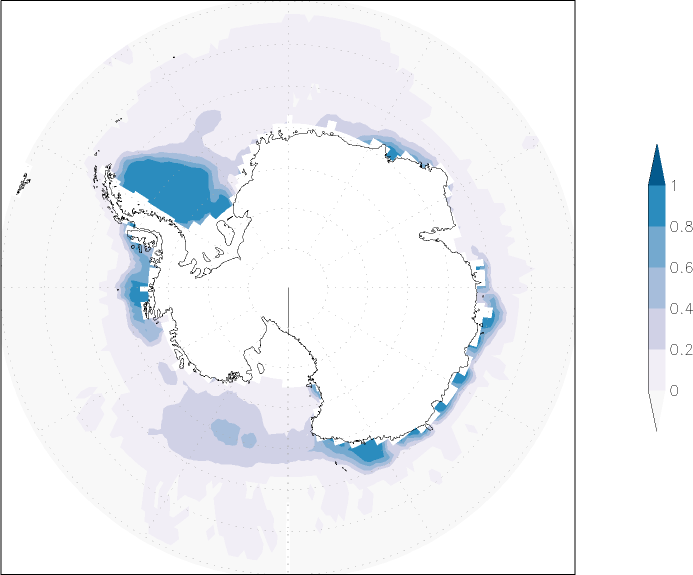 sea ice concentration (Antarctic) winter (December-February)  observed values