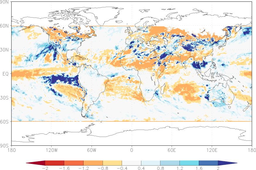 precipitation (satellite) anomaly winter (December-February)  relative anomalies  (-1: dry, 0: normal, 2: three times normal)