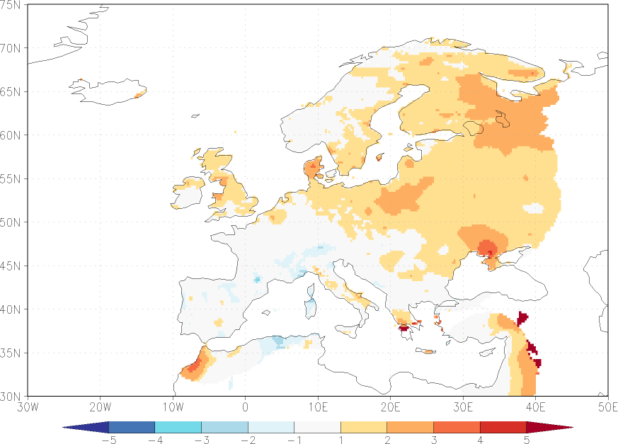 minimum temperature anomaly autumn (September-November)  w.r.t. 1981-2010