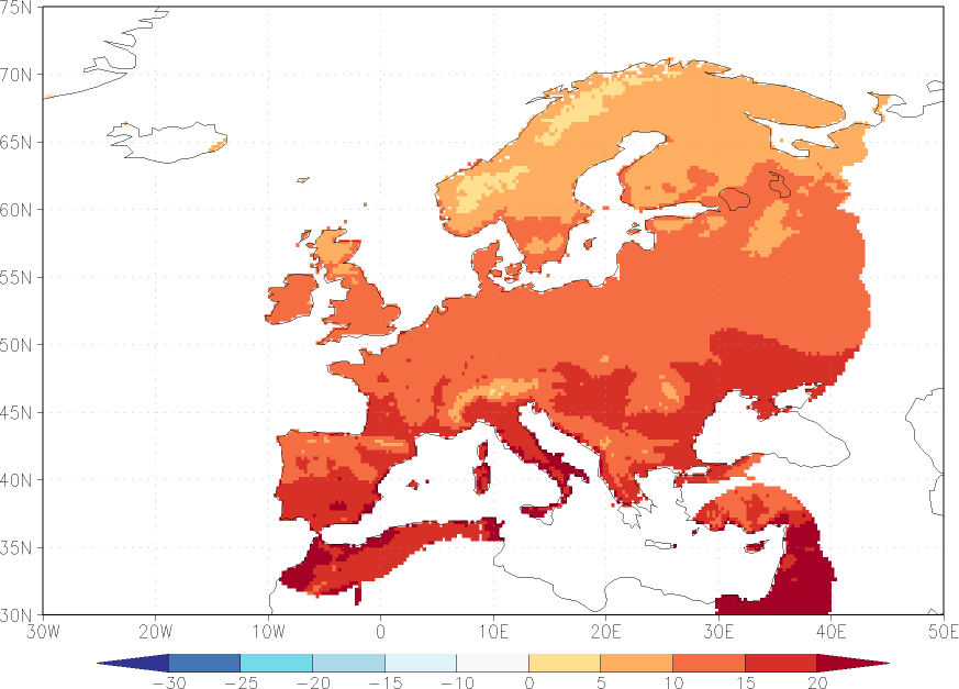 minimum temperature summer (June-August)  observed values