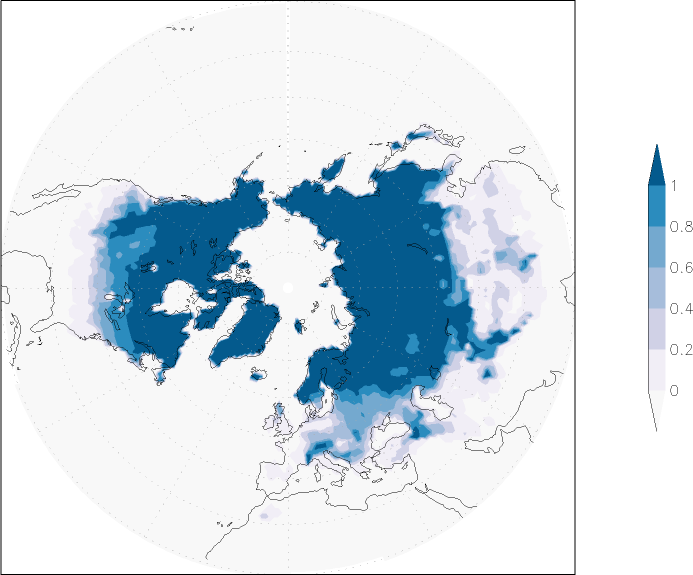 snow cover (northern hemisphere) winter (December-February)  observed values