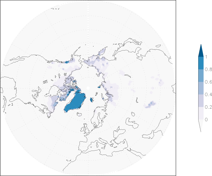 snow cover (northern hemisphere) summer (June-August)  observed values
