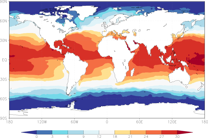 sea surface temperature autumn (September-November)  observed values