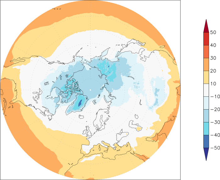 temperature (2m height, northern hemisphere) winter (December-February)  observed values
