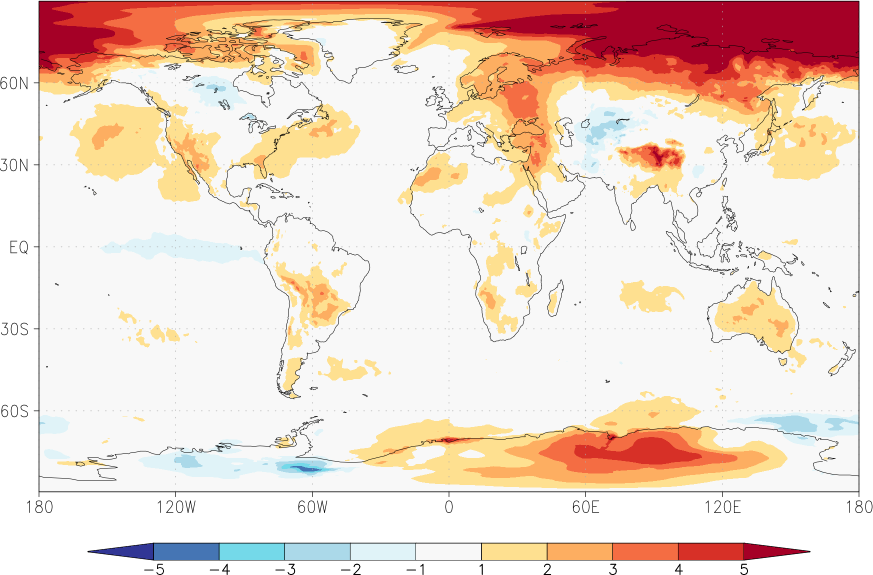 temperature (2m height, world) anomaly autumn (September-November)  w.r.t. 1981-2010