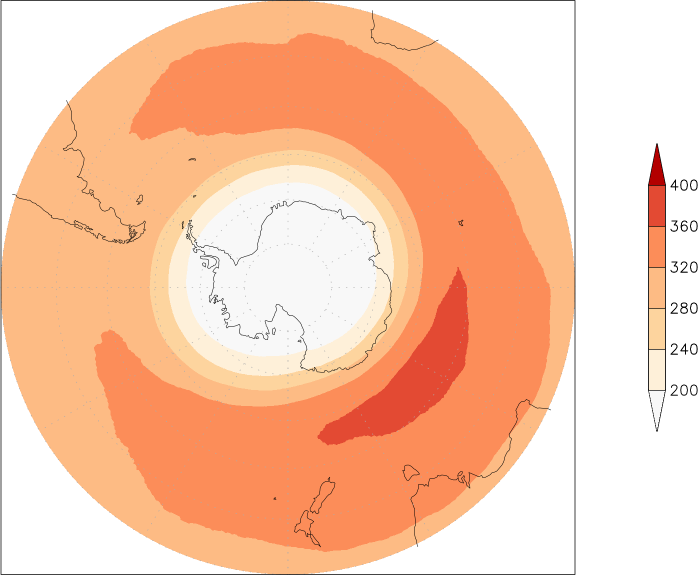 ozone (southern hemisphere) autumn (September-November)  observed values