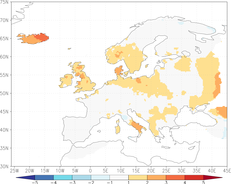 daily mean temperature anomaly autumn (September-November)  w.r.t. 1981-2010