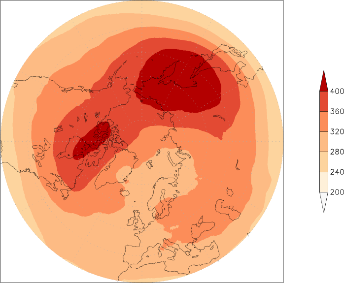 ozone (northern hemisphere) winter (December-February)  observed values