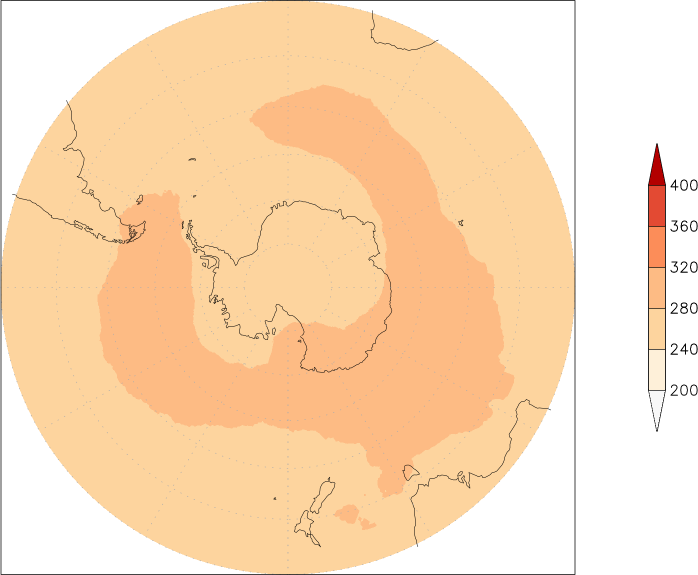 ozone (southern hemisphere) winter (December-February)  observed values